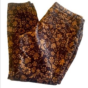 Woman’s brown floral corduroy pants by Catherine Malandrino